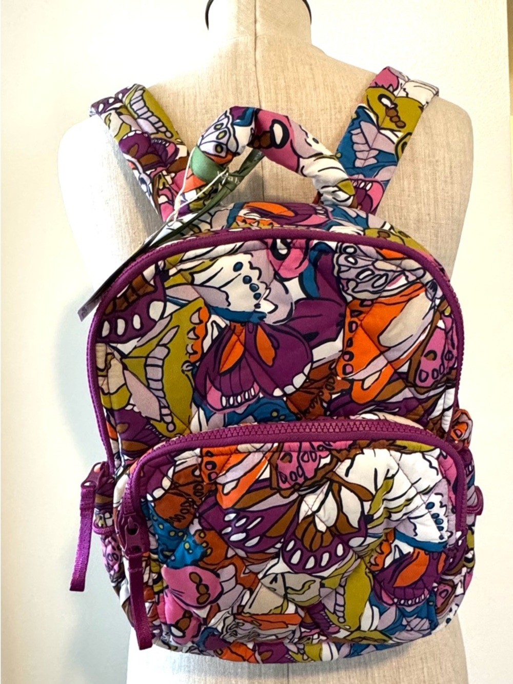 Vera Bradley Purple Multicolor Butterfly Quilted Kids/Adult Backpack